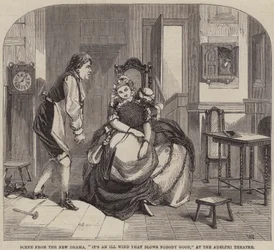 Szene aus dem neuen Drama, Es ist ein schlechter Wind, der niemandem gut tut, im Adelphi-Theater